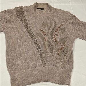 Vtg Richard Martin Appliqué Sequence Embellished Silk Angora Lambwool Sweater